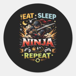 Pegatina Redonda Ciclo de vida de ninja