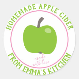 Pegatina Redonda Cider de Apple casero - Hecho con amor