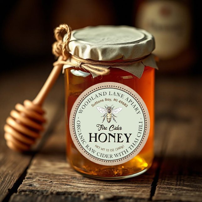 Pegatina Redonda Cider orgánica de fuego crudo Honey Thai Chili Que (Subido por el creador)