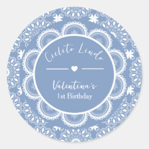 Pegatina Redonda Cielito Lindo Cumpleaños Azul 1er