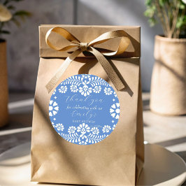 Pegatina Redonda Cielito lindo ducha de bebé mexicano azul y polvor