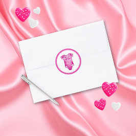 Pegatina Redonda Cielito Lindo rosa Gracias chica ducha bebé