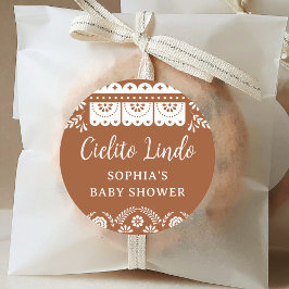 Pegatina Redonda Cielito Lindo Talavera Baby Shower mexicano