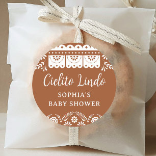 Pegatina Redonda Cielito Lindo Talavera Baby Shower mexicano