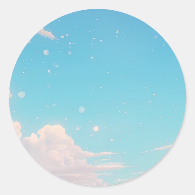 Pegatina Redonda Cielo Azul (Anverso)
