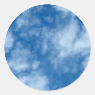 Pegatina Redonda Cielo azul con foto de nubes