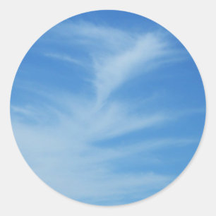 Pegatina Redonda Cielo azul con nubes blancas Foto abstracta de la