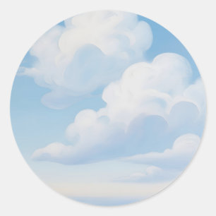 Pegatina Redonda Cielo azul soñador con nubes