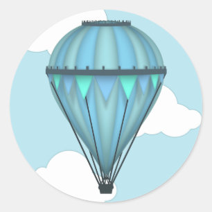Pegatina Redonda Cielo azul y nubes Pegatinas de globos aerostático