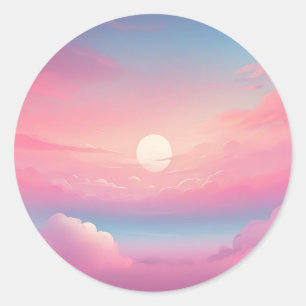 Pegatina Redonda Cielo de nubes tranquilas