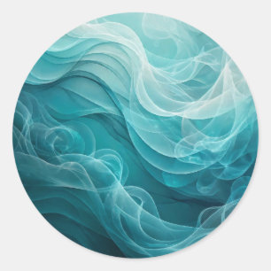 Pegatina Redonda Cielo Marino Azul Turquesa Soñador Giratorio