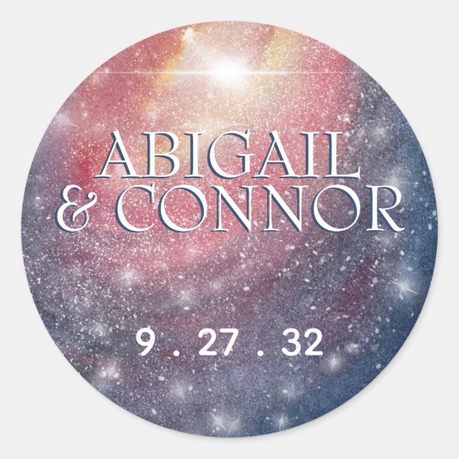 Pegatina Redonda Cielo Nocturno Moderno Galaxia Blue Purple Red Nam (Anverso)