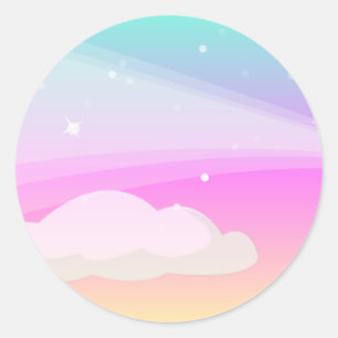 Pegatina Redonda Cielo y nubes: Arte del vector: