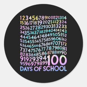 Pegatina Redonda Cien días de matemáticas 100 días 100 días de maes