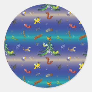 Pegatina Redonda Ciencia, Árbol de Navidad de Bug de Insectos Lover
