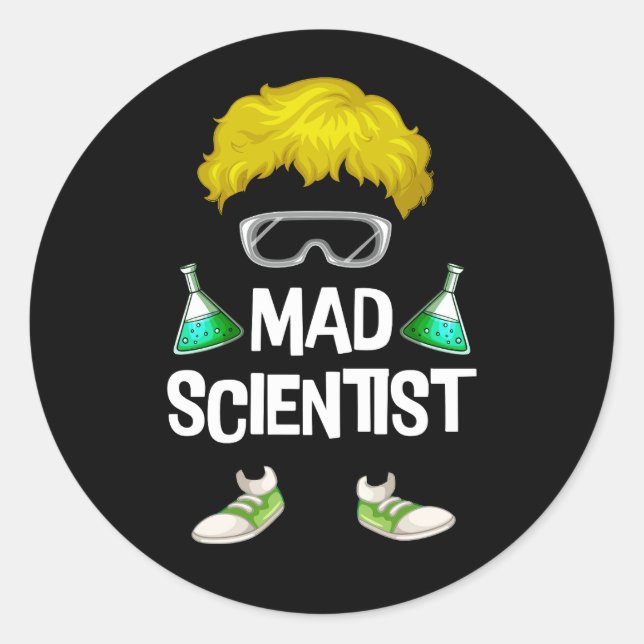 Pegatina Redonda Ciencia Científica Mad Para La Ciencia De La Vesti (Anverso)