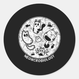 Pegatina Redonda Ciencia de la microbiología bacteriana en mal esta