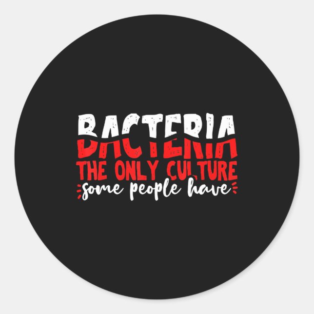 Pegatina Redonda ciencia de la microbiología bacteriológica (Anverso)