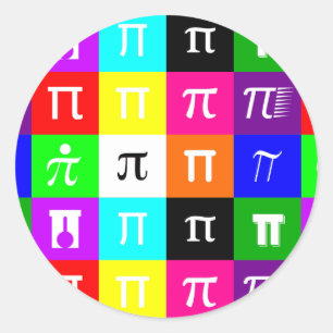 Pegatina Redonda ciencia de matemáticas de pi day feliz para bloque