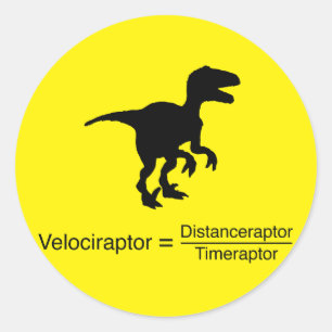 Pegatina Redonda ciencia divertida del velociraptor