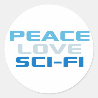 Pegatina Redonda Ciencia Ficción de Peace Love