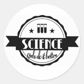 Pegatina Redonda Ciencia. Los chicas lo hacen mejor