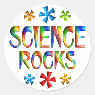 PEGATINA REDONDA CIENCIA ROCKS