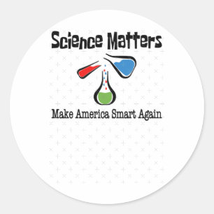Pegatina Redonda Ciencia S - Hacer a Estados Unidos Inteligente De