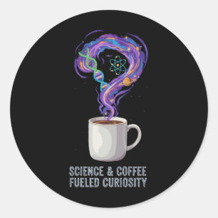 Pegatina Redonda Ciencia y Café Alimentaron la Curiosidad