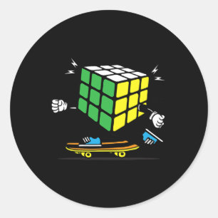 Pegatina Redonda Ciencias del rompecabezas Cubo monopatín Kawaii Sk