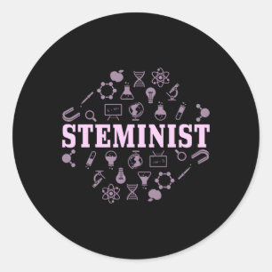 Pegatina Redonda Científica esteminista Pun