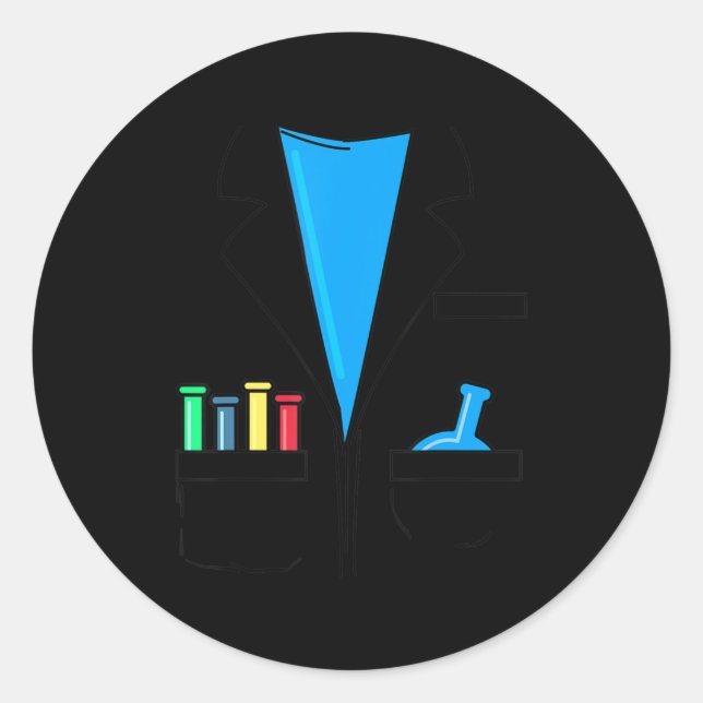 Pegatina Redonda Científico loco disfraz Nerd Química ciencia diver (Anverso)
