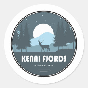 Pegatina Redonda Ciervo del Parque Nacional Kenai Fjords