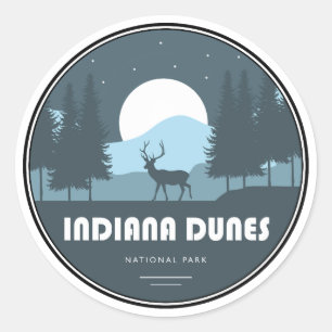 Pegatina Redonda Ciervos del Parque Nacional Indiana Dunes