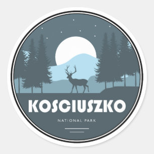 Pegatina Redonda Ciervos del Parque Nacional Kosciuszko