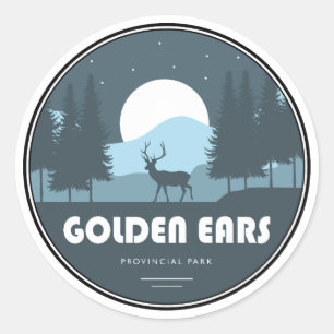 Pegatina Redonda Ciervos del Parque Provincial Golden Ears