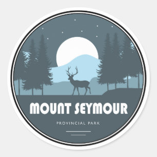 Pegatina Redonda Ciervos del Parque Provincial Mount Seymour