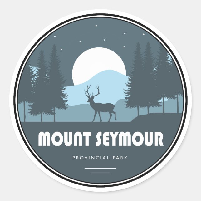 Pegatina Redonda Ciervos del Parque Provincial Mount Seymour (Anverso)