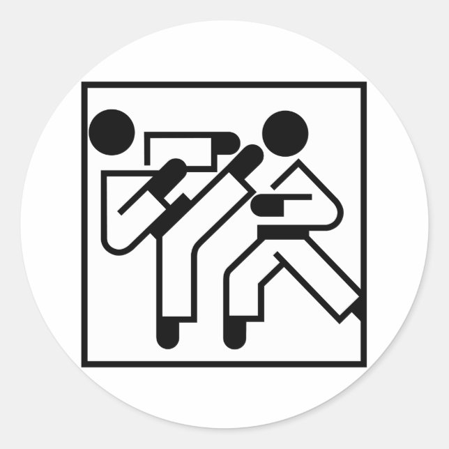 Pegatina Redonda Cifras de artes marciales (Anverso)