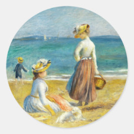 Pegatina Redonda Cifras en la playa, Auguste Renoir Art