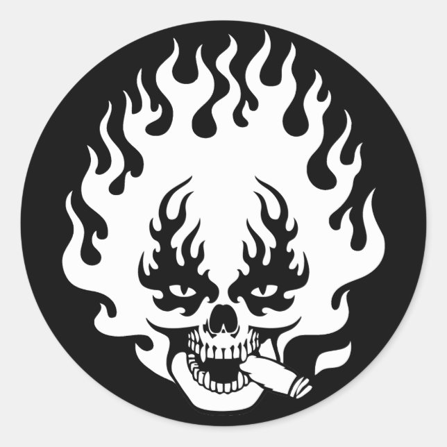 Pegatina Redonda cigar-flame sk-DKT (Anverso)
