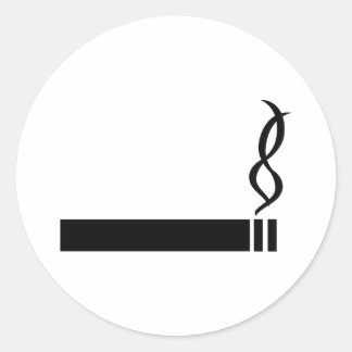 Pegatina Redonda cigarrillo con icono de cigarrillo negro