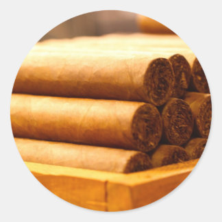 Pegatina Redonda Cigarros rodados a mano de La Romana DR.