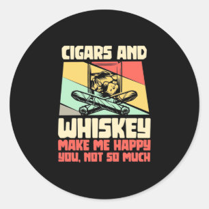 Pegatina Redonda Cigarros Y Whiskey