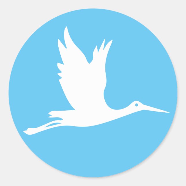 Pegatina Redonda Cigüeña blanca voladora (Anverso)
