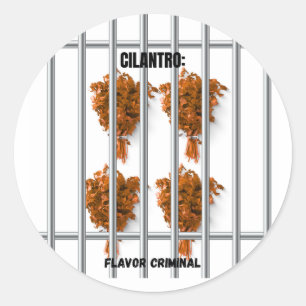 Pegatina Redonda Cilantro: Flavor Criminal - Gracioso Anti-Cilantro