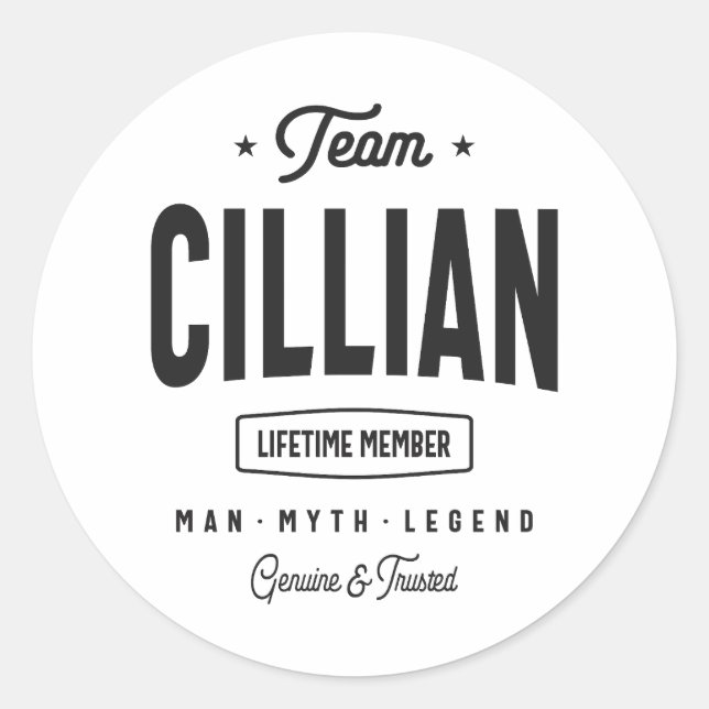 Pegatina Redonda Cillian Lifetime Member Nombre Personalizado Cilli (Anverso)