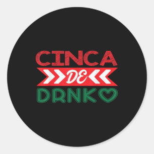 Pegatina Redonda Cinca De Drinko México Cinco De Mayo