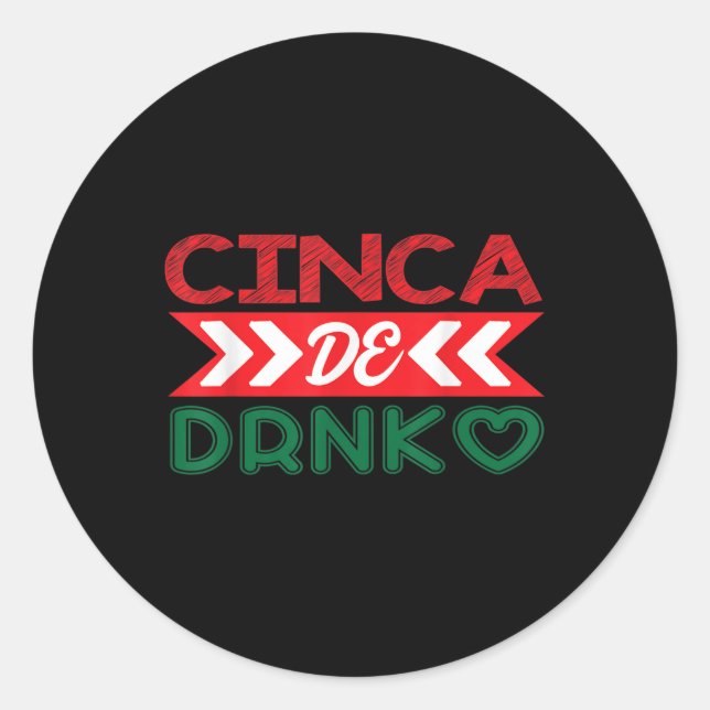 Pegatina Redonda Cinca De Drinko México Cinco De Mayo (Anverso)