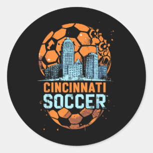 Pegatina Redonda Cincinnati Ciudad del Fútbol Horizonte Cool Cincy 